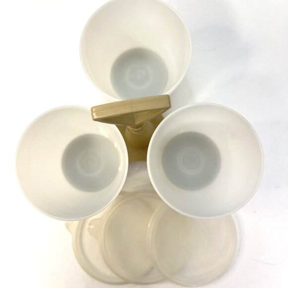 TUPPERWARE Vintage Condiment Relish Tray #757 Almond 3 Containers with Lids #733 - Picture 3 of 7